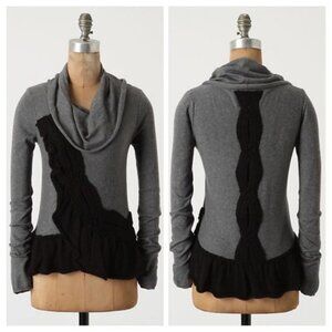 MOTH Anthropologie Cable Peplum Sweater Top Cashmere Blend